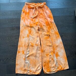 Open front flowy wide leg pant